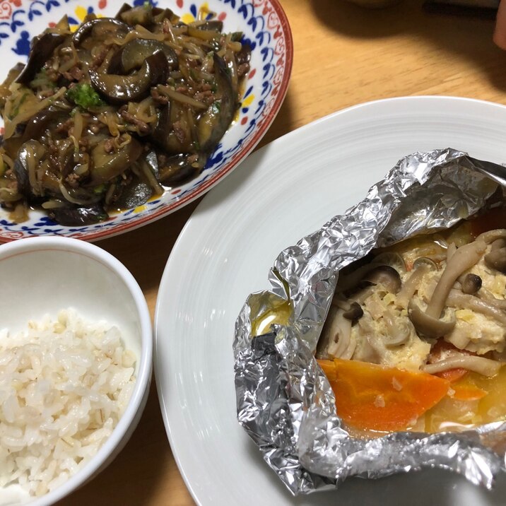 鶏モモ肉のホイル焼き味噌マヨ味